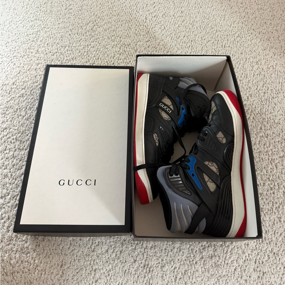 Gucci Men’s Basketball Sneaker “Black Demetra” Size 7+ / US 8 - Picture 6 of 8